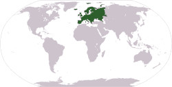 Obraz przedstawia Europę na tle mapy świata